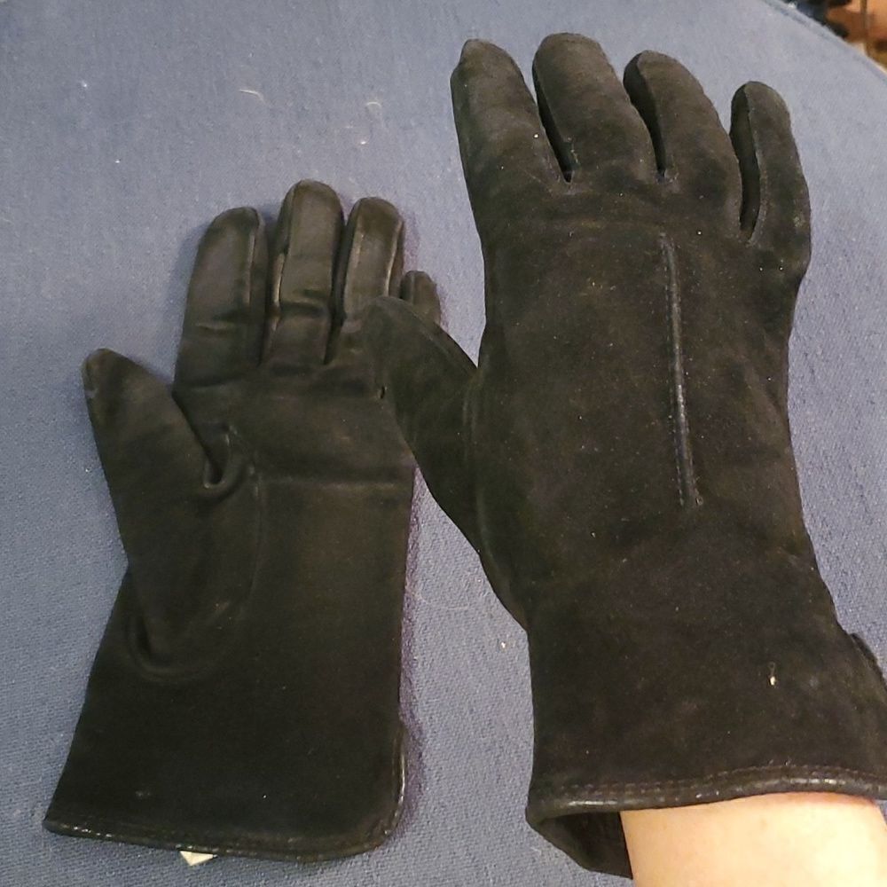 ISOTONER small suede Leather Brown Suede Knit lined Pair gloves Vintage‎